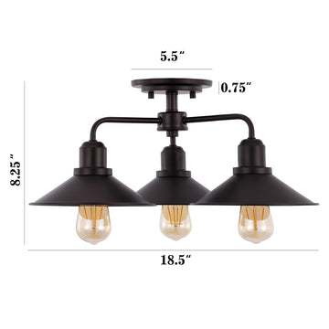 Calvin 18.5" Iron Industrial LED Semi-Flush Mount - JONATHAN Y